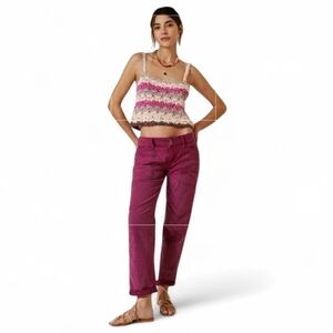 NWT Anthropologie Pilcro The Wanderer Mid Rise Relaxed Leg Pants Size 30 Pink
